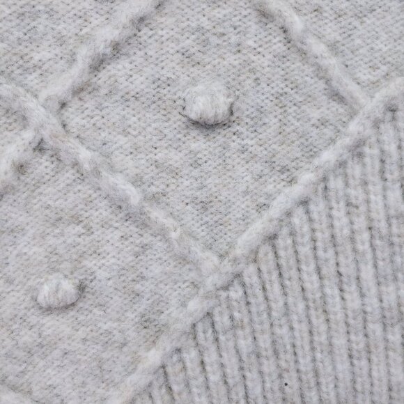 Ann Taylor LOFT Bobble Poncho Sweater Knit Oversized Wool Blend Beige M/L - Picture 9 of 11